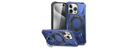 For  iPhone 16 Pro 6.3 inch Push Mount Friendly Camera Protective [Ring Stand] Hybrid Case - Dark Blue