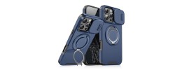 For  iPhone 16 Pro 6.3 inch Push Mount Friendly Camera Protective [Ring Stand] Hybrid Case - Gray