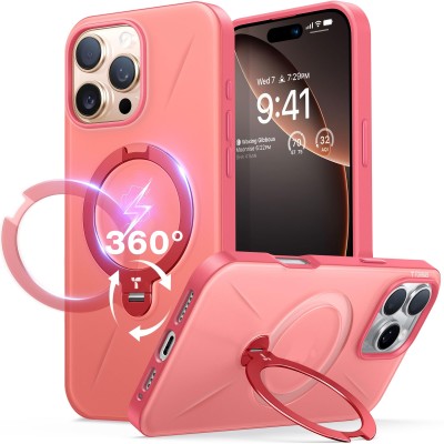 For  iPhone 16 Pro 6.3 inch Push Mount Friendly Camera Protective [Ring Stand] Hybrid Case - Red