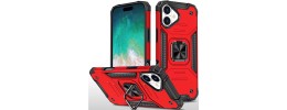 For iPhone 16 Pro 6.3 inch Robust Magnetic Kickstand Hybrid Case Cover - Red