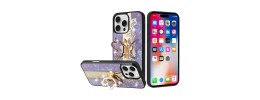 For iPhone 16 Pro 6.3 inch SPLENDID Diamond Glitter Ornaments Engraving Case Cover - Garden Butterflies Purple