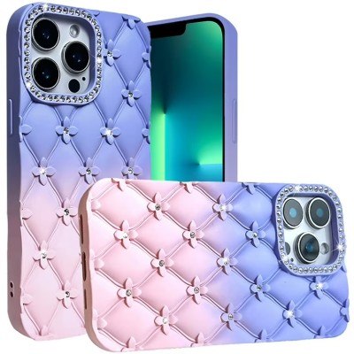 For iPhone 16 Pro 6.3 inch Shimmer Glitter Floral Design Thick TPU Case Cover - Rose Gold