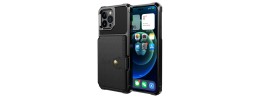 For iPhone 16 Pro 6.3 inch Ultimate Quality PU Leather Hybrid Case Cover - Black