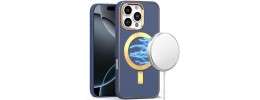 For iPhone 16 Pro 6.3 inch Ultimate Quality PU Leather Hybrid Case Cover - Navy Blue