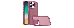 For iPhone 16 Pro 6.3 inch Ultimate U Design Hybrid with Camera Window Covering - Pink+Burgundy