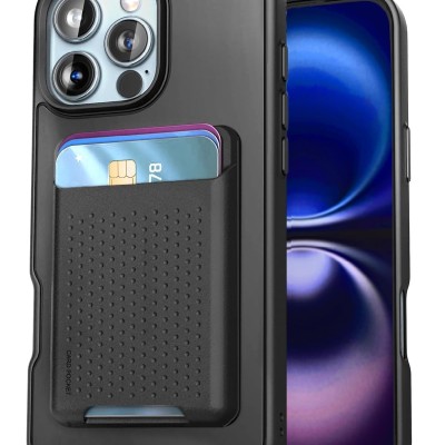 For iPhone 16 Pro 6.3 inch Wallet ID Card Holder Case Cover - Black