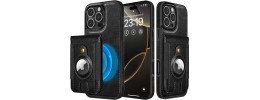 For iPhone 16 Pro 6.3 inch Wallet Premium PU Vegan Leather ID Card Money Holder with Magnetic Closure - Black