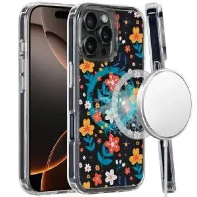 For iPhone 16 Pro Max 6.9 inch Magnetic Space UV Design Case - Nightly Floral