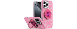 For iPhone 16 Pro Max 6.9 inch Metal Diamond CD Pattern Design Matte Finished Hybrid with Rotational Ring [Car Mount Friendly] Case - Hot Air Balloon