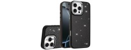 For iPhone 16 Pro Max 6.9 Beautiful Diamond Metallic Design Metal  Chrome Edged Hybrid - Black