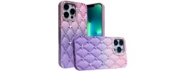 For iPhone 16 Pro Max 6.9 Shimmer Glitter Floral Design Thick TPU Case Cover - Purple