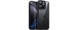 For iPhone 16 Pro Max 6.9 inch Acrylic Tough 2.5mm Transparent ShockProof Hybrid Case Cover - Black