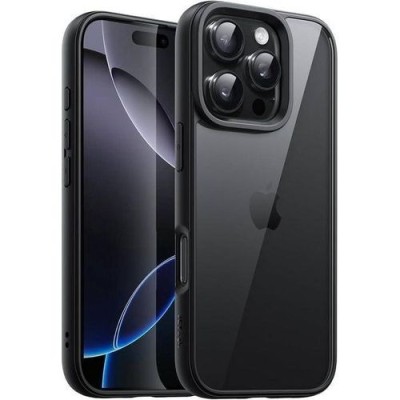 For iPhone 16 Pro Max 6.9 inch Acrylic Tough 2.5mm Transparent ShockProof Hybrid Case Cover - Black