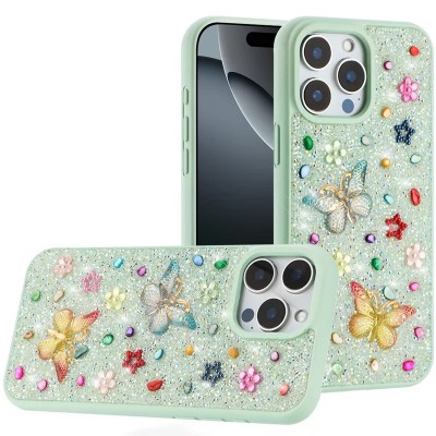 For iPhone 16 Pro Max 6.9 inch Bling Hybrid Case Cover - I