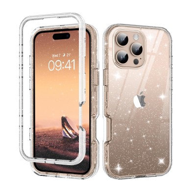 For iPhone 16 Pro Max 6.9 inch Bling Hybrid Case Cover - K