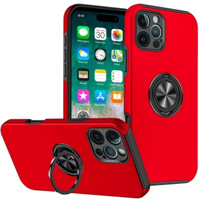 For iPhone 16 Pro Max 6.9 inch CHIEF Oil Painted Magnetic Ring Stand Hybrid Case Cover - Red