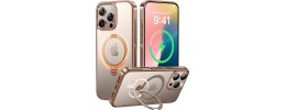 For iPhone 16 Pro Max 6.9 inch CHIEF Oil Painted Magnetic Ring Stand Hybrid Case Cover - Rose Gold