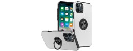 For iPhone 16 Pro Max 6.9 inch CHIEF Oil Painted Magnetic Ring Stand Hybrid Case Cover - Silver