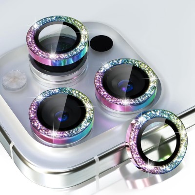 For iPhone 16 Pro Max 6.9 inch Diamond Bling Camera Lens Full Tempered Glass - Mixed Color