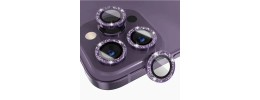 For iPhone 16 Pro Max 6.9 inch Diamond Bling Camera Lens Full Tempered Glass - Purple