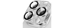 For iPhone 16 Pro Max 6.9 inch Diamond Bling Camera Lens Full Tempered Glass - Silver