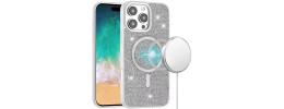 For iPhone 16 Pro Max 6.9 inch Diamond [Magnetic Circle] with CD Pattern Hybrid - White