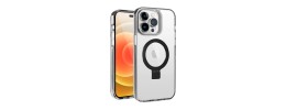 For iPhone 16 Pro Max 6.9 inch Dotted Edged Line Transparent HQ Magnetic Ring Stand Hybrid - Clear