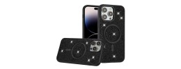 For iPhone 16 Pro Max 6.9 inch Epoxy Glitter Shimmer [Magnetic Circle] Hybrid Case - Black