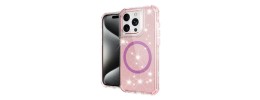 For iPhone 16 Pro Max 6.9 inch Epoxy Glitter Shimmer [Magnetic Circle] Hybrid Case - Hot Pink