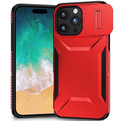 For iPhone 16 Pro Max 6.9 inch Epoxy Glitter Shimmer [Magnetic Circle] Hybrid Case - Red