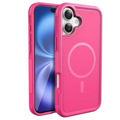 For iPhone 16 Pro Max 6.9 inch Exquisite Tough Shockproof Hybrid Case Cover - Pink