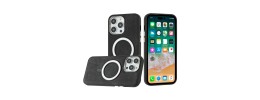 For iPhone 16 Pro Max 6.9 inch Fashion PU Vegan Chrome Edged Case Cover - Black