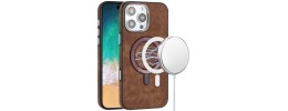 For iPhone 16 Pro Max 6.9 inch Fashion PU Vegan Chrome Edged Case Cover - Brown