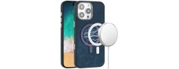 For iPhone 16 Pro Max 6.9 inch Fashion PU Vegan Chrome Edged Case Cover - Dark Blue