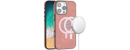 For iPhone 16 Pro Max 6.9 inch Fashion PU Vegan Chrome Edged Case Cover - Pink