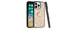 For iPhone 16 Pro Max 6.9 inch Floral Full Diamond Bling Case Cover - Gold