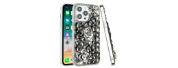 For iPhone 16 Pro Max 6.9 inch Floral Full Diamond Bling Case Cover - Smoke