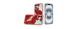 For iPhone 16 Pro Max 6.9 inch Full Diamond with Ornaments Case Cover - Red Exquisite Garden