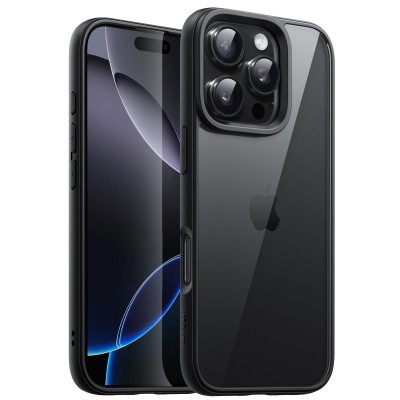 For iPhone 16 Pro Max 6.9 inch Fusion Transparent Clear Hybrid Case Cover - Black