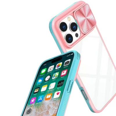 For iPhone 16 Pro Max 6.9 inch Fusion Transparent Clear Hybrid Case Cover - Pink/Blue