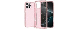 For iPhone 16 Pro Max 6.9 inch Glitter Ultra Thick 3mm Transparent Hybrid Case Cover - Pink