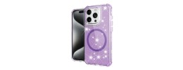 For iPhone 16 Pro Max 6.9 inch Glitz HQ Shimmer Glitter [Magnetic Ring Circle] with 360 degree Rotational Ring Kickstand Tough Hybrid Case - Purple