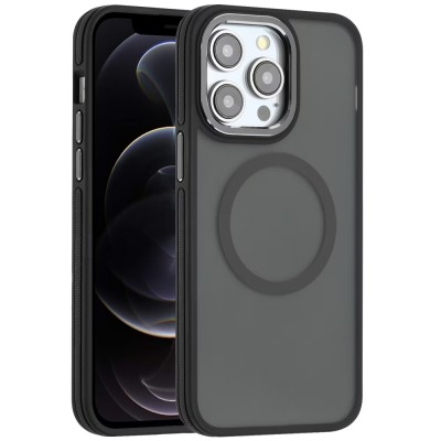 For iPhone 16 Pro Max 6.9 inch Grip [Magneti Circle] Metal Shockproof Hybrid - Black