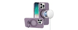 For iPhone 16 Pro Max 6.9 inch Hoop Kickstand [Magnetic Circle] HD Transparent Chrome Hybrid - Purple