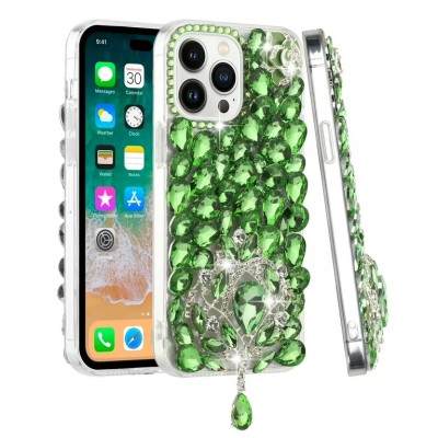 For iPhone 16 Pro Max 6.9 inch Jewel Full Diamond Bling Case Cover - Green