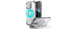 For iPhone 16 Pro Max 6.9 inch METKASE Metal Chrome Kickstand [Magnetic Circle] Shockproof Matching Camera Hybrid in Slide-Out Package - Clear
