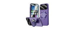 For iPhone 16 Pro Max 6.9 inch METKASE Metal Chrome Kickstand [Magnetic Circle] Shockproof Matching Camera Hybrid in Slide-Out Package - Purple