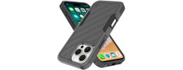 For iPhone 16 Pro Max 6.9 inch METKASE Noble lined shockproof dual layer hybrid in Slide-Out Package - Black/Grey