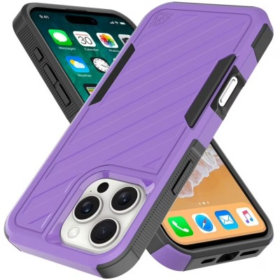 For iPhone 16 Pro Max 6.9 inch METKASE Noble lined shockproof dual layer hybrid in Slide-Out Package - Dark Purple/Black