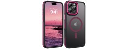 For iPhone 16 Pro Max 6.9 inch METKASE Noble lined shockproof dual layer hybrid in Slide-Out Package - Hot Pink/Black